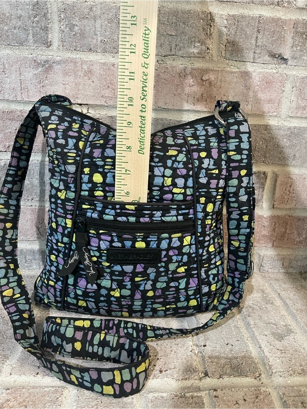 Vera Bradley Black Multi Pebble Print Crossbody Shoulder Bag - Picture 4 of 9
